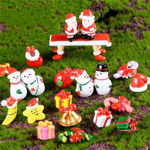 Miniature Christmas Tree Figurines Santa Claus Snowmen Terrarium Gift Fairy Garden Decor Snow Landscape Model Home Accessories