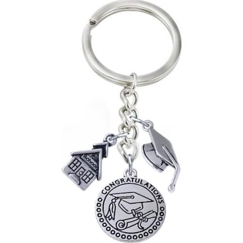 Fashion fashion Metal GRADUATE Dr. cap pendants Keychains for school graduation souvenir key holder
