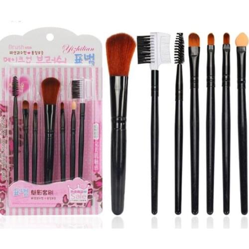 Fashion 7pcs makeup set,Soft Block shape Cosmetics Brush set,High Quality Dazzle color Handle Brushes kit,Fiber Head for Makeup