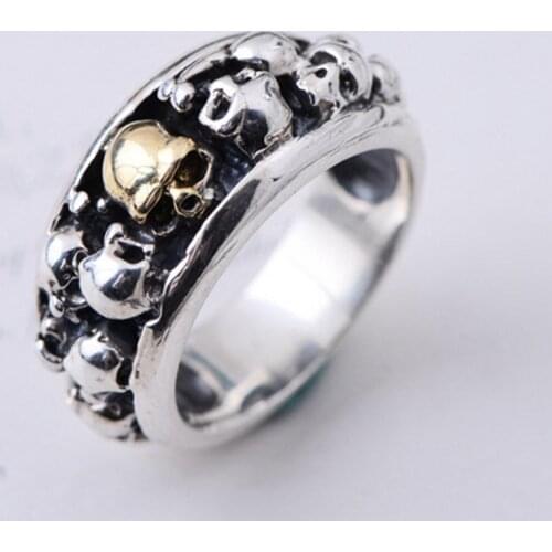 BOCAI New Real solid S925 pure silver domineering skull punk style Man ring fashion jewelry