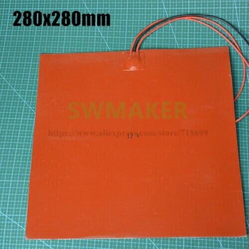 280x280mm 3D Printer Heat Bed Silicone Rubber Heater 280*280mm Electric Heating Pad Customized