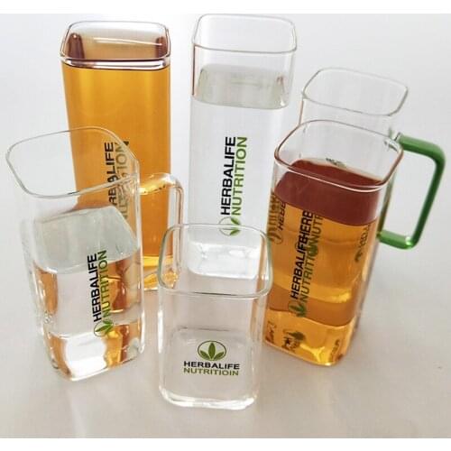 New Creative ins 400ml Herbalife Nutrition Heat Resistant Can Glass Water Ice Coffee Coke Milk Juice Square Mouth Cup