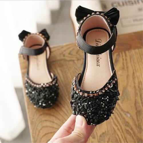 2021 summer new fashion diamond soft sole girls half sandals princess shoes childrens shoes girls lovely bow shoes