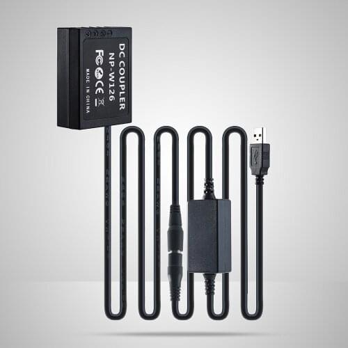 NP-W126 Dummy Battery And USB 5V Boost Cable AC-PW20 DC Coupler Power Adapter For Fujifilm X-S10 XT1 XT10 XT100 XH1 XM1 X100F