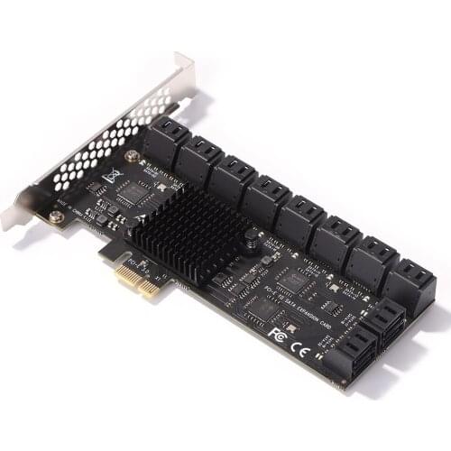 Expansion Card Port PCIE Expansion Card PCIE Adapter 20 Port 6Gbps PCI-Express X1 SATA3.0 Riser Expansion Card