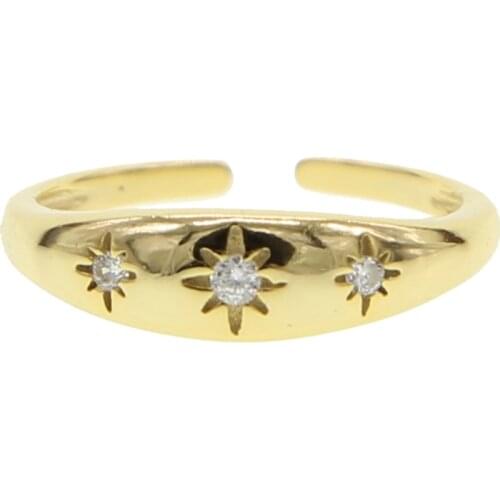 925 sterling silver cz star signet ring open adjust simple finger rings