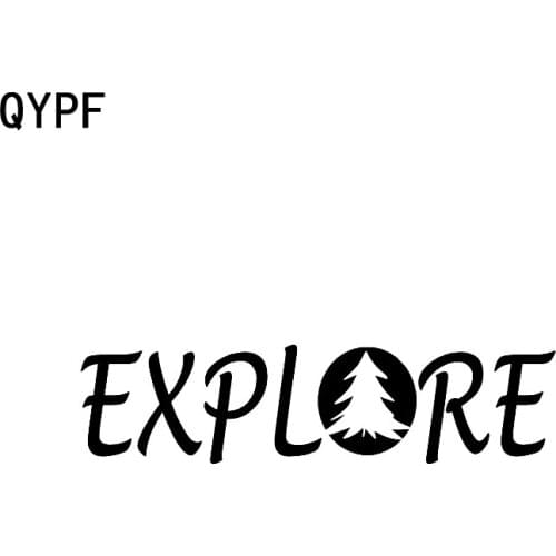 QYPF 18CM*4.4CM Fashion Decal Black Silver Vinyl Explore Pine Tree Car Sticker C15-3284