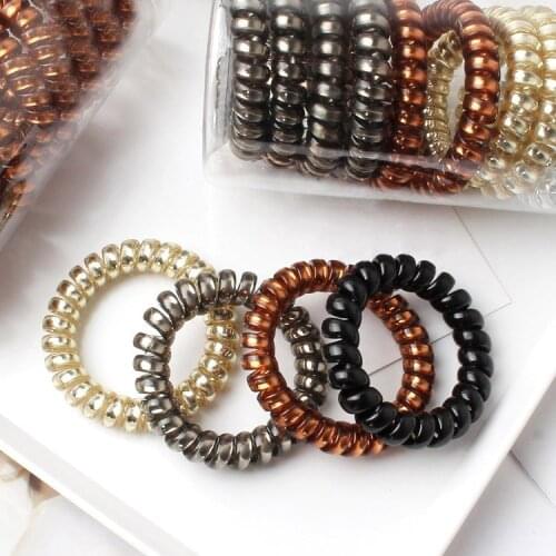 5Pcs/Lot 4CM New High Level Womens Scrunchies Telephone Cord Women Elastic Hair Holders Rubber Bands Girls Hair Accessories