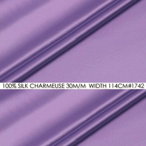 CISULI SILK CHARMEUSE SATIN 114cm width 30momme/100% Pure Silk Fabric/Wedding Dress Sewing Fabric Suppliers Purple NO 1742