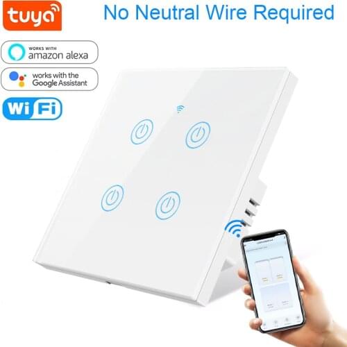 Tuya WIFI Smart Switch EU With/No Neutral for Wall Light Switch 1 2 3 4 Gang 220V Remote Control with Alexa Google Home APP