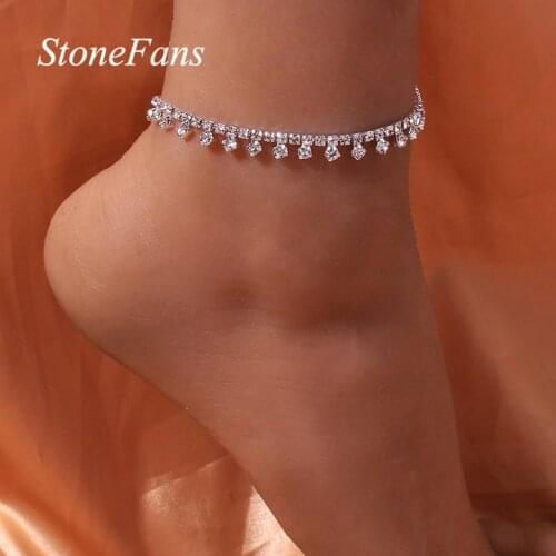 Stonefans Simple Water Drop Anklet Chain Jewelry Wholesale for Women Luxury Sandals Barefoot Accessories Leg Chain Bracelet Gift