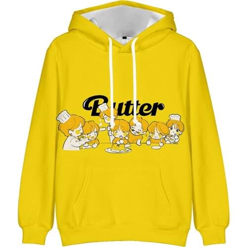Bangtan Hoodie Sweatshirt New Album Butter Hoodies Men/Women/Kids Harajuku Orange Hoodie Oversized Pullover Hooded Clothes
