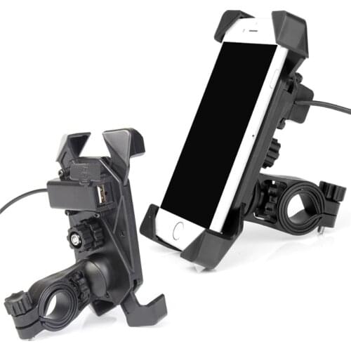Universal Motorcycle Charger with USB Charger Cell Phone Mount Holder Clamp for Electric Bicycle Scooter ATV GPS Holder