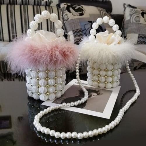 Mini Bucket Bag Party Purse and Handbags for Women 2020 Designer Luxury Pearl Beaded Elegant Evening Clutch Purse ZD1945