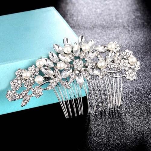 Zlxgirl New arrival womens imitation pearl hair combs best bridal jewelry brand rhinestone crystal women wedding hair jewelry