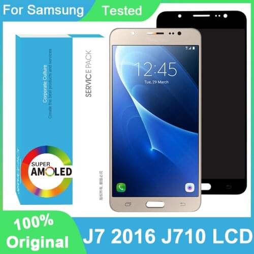 100% Original AMOLED 5.5'' Display For Samsung Galaxy J7 2016 SM-J710F J710M Full LCD Touch Screen Digitizer Repair Parts