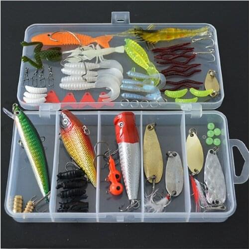 11-106/pcs/set Lure Bait Set VIB Spoon Frog Minnow Fake Bait Set with Box Metal Sequin Set Fishing Tackle Freshwater Seawater