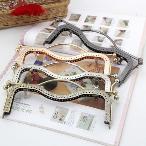 20cm Lip Handle Manual Diy Gold Parts Material Clutch Frame Round Handmade Retro Metal Purse Frame Handle