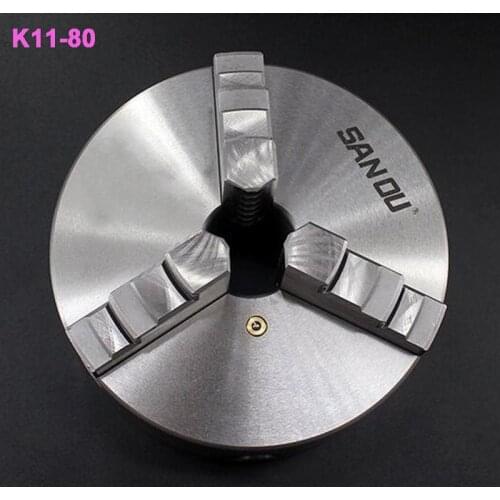 3 Jaw Lathe Chuck Self-Centering 3" K11-80 Hardened Steel for Drilling Milling Machine Wrench and Screws