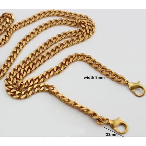 5 piece 8mm wide,90cm -130cm Antique Old Gold color chain for making handbag strap bag parts