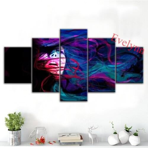 5 Pieces Abstract Woman Modern Canvas Hd Wall Art Portrait Print Modular Pictures for Living Room Home Decor Painting Frame Gift