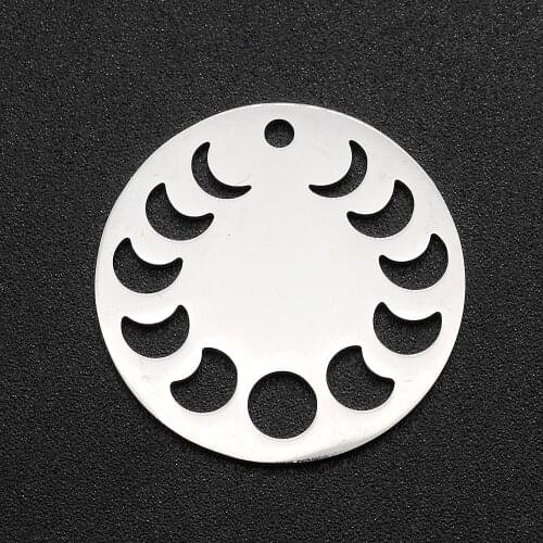 5pcs/lot 100% Stainless Steel The Trace of Moon Charm Pendant Wholesale Top Quality Jewelry Bracelet Making