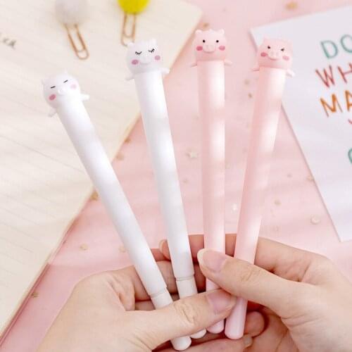 60pcs/set Korean Pink Girls Heart Lovely Little Pig Neutral Pen Small Gift Creative Student Exam Pen Office Signature Pen