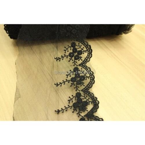 70yards 13m Black/white/ivory cotton Mesh embroidery lace Trim