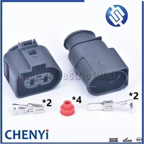 1 set 2 pin 6.3mm auto plug Sealed Fuel Injection Connector housing 1J0973752 For VW Toyota Honda Hyundai Elantra 1J0973852