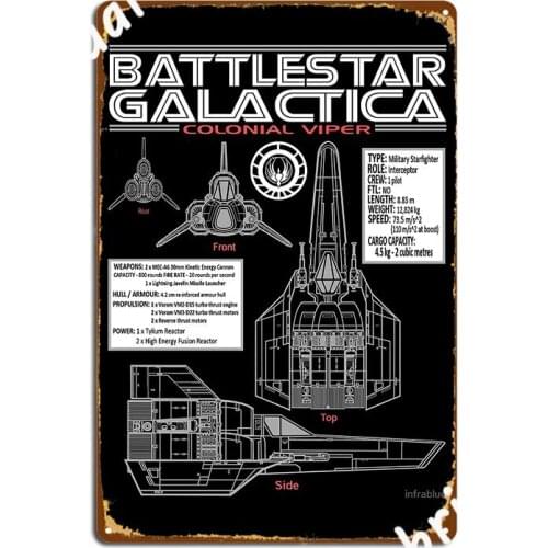 Battlestar Galactica Colonial Viper Metal Sign Wall Decor Retro Club Party Tin Sign Poster