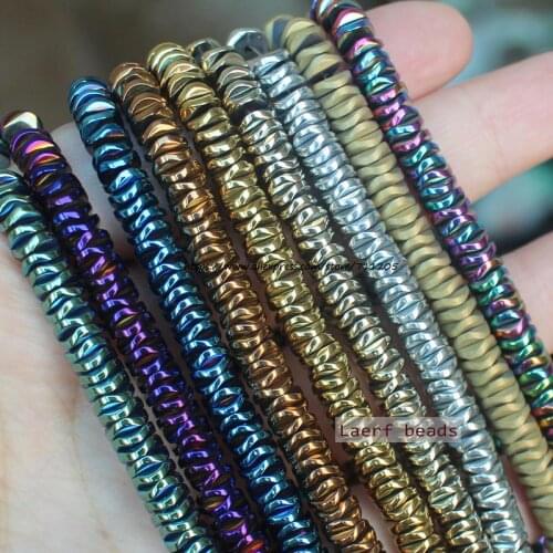 4/6mm 250pcs /200pcs Natural Hematite Wavy discs Shape Spacer Loose beads ,For DIY Jewelry Making