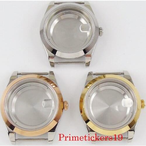 Parnis 39.5mm gold/rose gold plated bezel watch case fit ETA 2836 automatic miyota movement solid case back