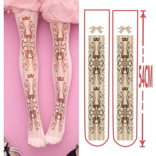 Adomoe Original Quality Women Thigh High Stockings Female Nylon Plus size Cute Japanese Sweet Print 100D Lovely Lolita Stockings