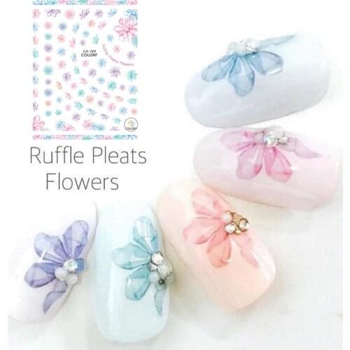 CA-169 RUFFLE pleats flower 3d nail art stickers decal template diy nail tool decorations