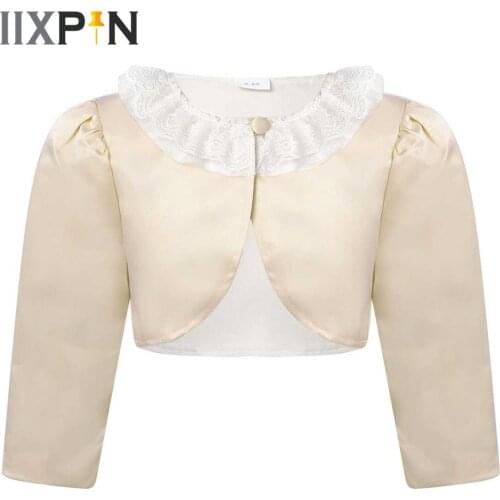 Kids Princess Dress Up Cosplay Costume Party Jackets Children Clothing Girls Long Sleeves Bolero Shrug Open Front Cardigan Coat