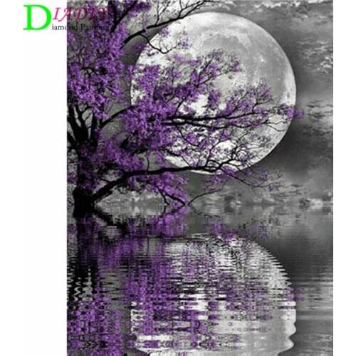 DIADIY 5D DIY Diamond Painting Moon Full Square Diamond Embroidery Landscape Cross Stitch Mosaic Sale Home Decoration