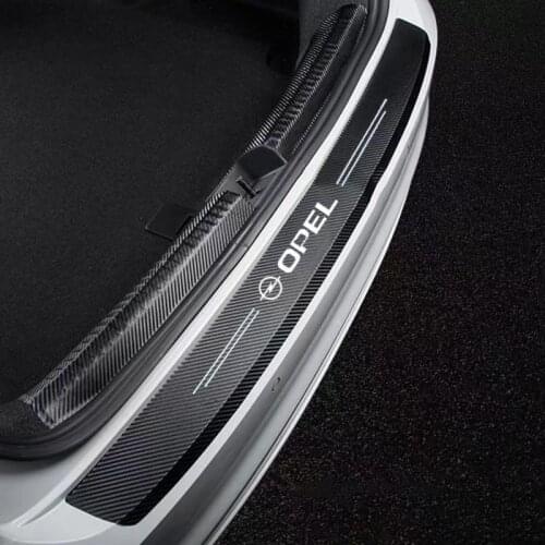 For opel insignia astra j h g corsa d zafira b ampera Carbon fiber stripe Car Rear Bumper Stickers Trunk Guard Plate Molding 4pc
