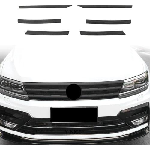 For Tiguan MK2 2016-2021 Front Bumper Mesh Center Grille Grill Moulding Strips Cover Trim