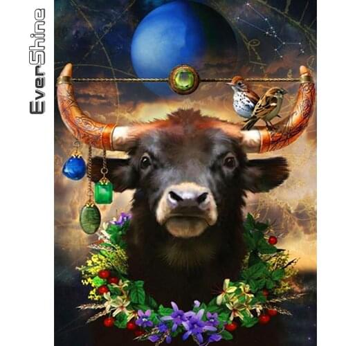 Evershine Diamond Painting Cow Full Drill Square Diamond Embroidery Cattle Cross Stitch Mosaic Animal Rhinestones Home Decor