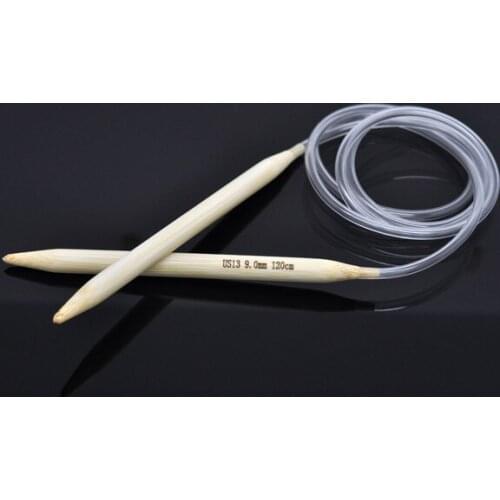 1PC 9mm Natural Bamboo Circular Knitting Needles Transparent Tube Crochet Hooks Set DIY Crafts Sewing Embroidery Tool 120cm Long