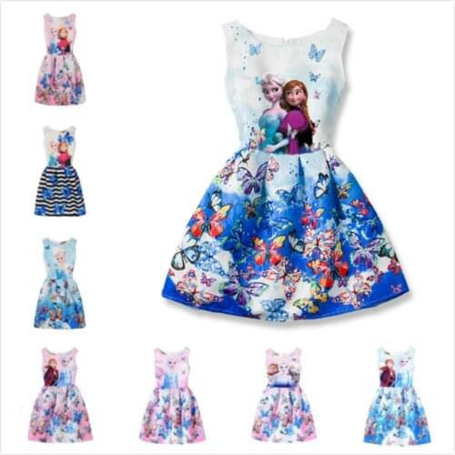 Summer Girls Dresses Frozen Anna Elsa Dress Princess Party Dress For Girls Vestidos Butterfly Baby Girls Clothes Kids Costumes