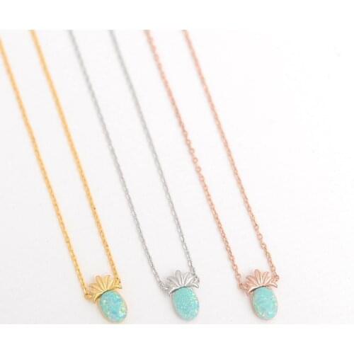 Small Pineapple Necklace Women Opal Jewelry Stainless Steel Gold Color Stone Pineapple Collier Femme Bijoux Bridesmaid Gifts