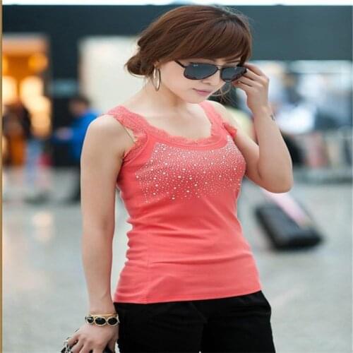 Fashion Summer Women Tank Tops Vest Polka Dot Rhinestone Sexy Vest Top Women Clothing Cropped Feminino One Size
