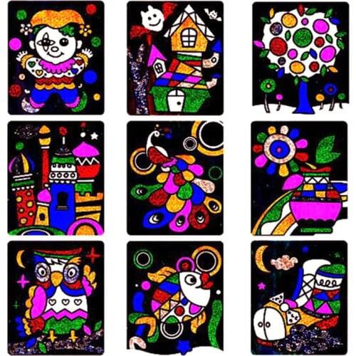 Early Educational DIY Painting Set Art Crafts with Transfer Painting Sticker Card Décor Interactive Art Teaching Props G2AE