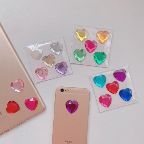 25mm Heart Shaped Colour Diamond Cute Stickers Stereoscopic Acrylic Girl DIY Mirror Mobile Phone Crystal Decorative Sticker