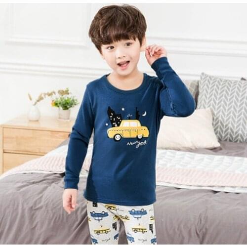 New Autumn Winter Big Boys Girls Clothes Pajamas Sets Cotton Pyjamas Kids Sleepwear Homewear Teenager Long-Sleeve Pijamas Suit