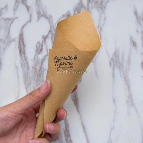 Custom wedding vintage confetti cone,kraft petal wedding favor, party table decor,popcorn cones,wedding toss