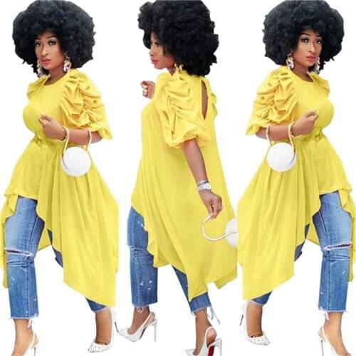 Plus Size African Clothes Women Summer Maxi Dress Party Vintage Irregular Puff Sleeve Boubou Robe Africain Femme Vestidos 2020