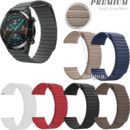 20mm 22mm Leather Loop Magnetic Band Strap For Huawei Watch GT 2 42mm 46mm 2e GT2 Pro Honor MagicWatch Replacement strap