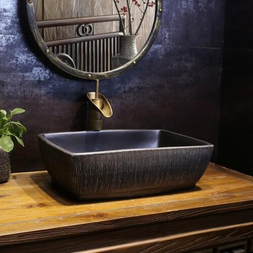 RETRO art stage basin rectangular ceramic washbasin toilet antique washbasin Chinese washbasin